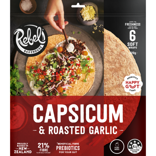 Capsicum & Roasted Garlic Wraps | Rebel Bakehouse NZ